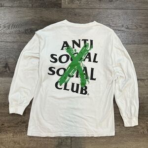 Anti Social Social Club Cancelled Green X Long Sleeve Tee White - Men's Large